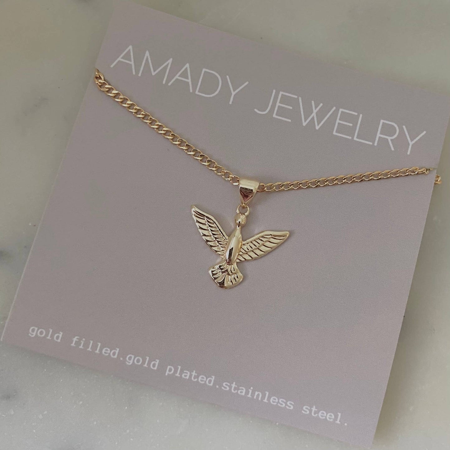 Eagle bird pendant necklace 18k gold filled water resistant
