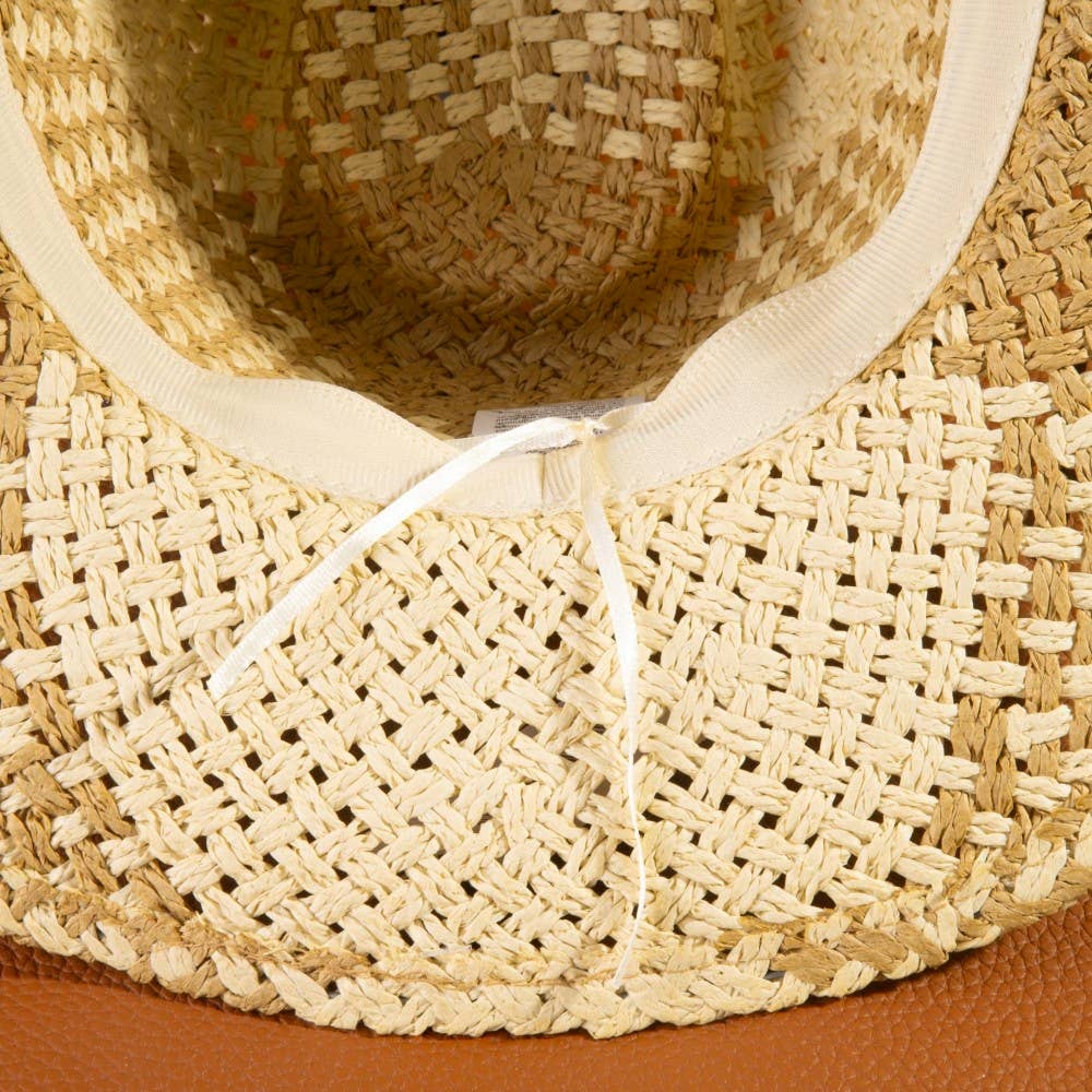 Two Tone Straw Braided Patches Cowboy Hat: IV