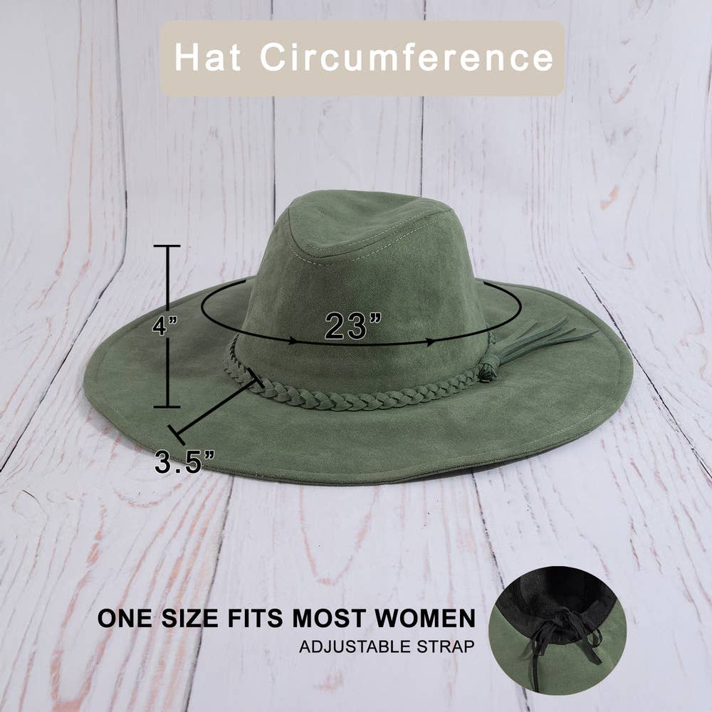 Wide Brim Braided Tassel Fedora Hat: MV