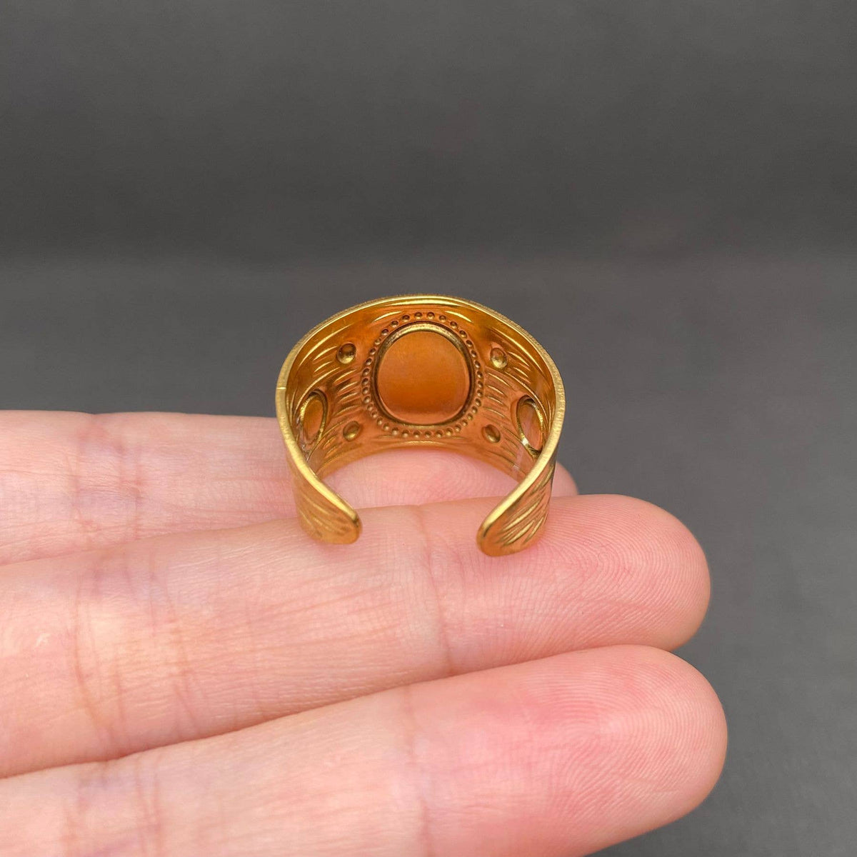 Dried Flowers 18K Gold Plated Stainless Steel Ring - PDF/FGS: Style A