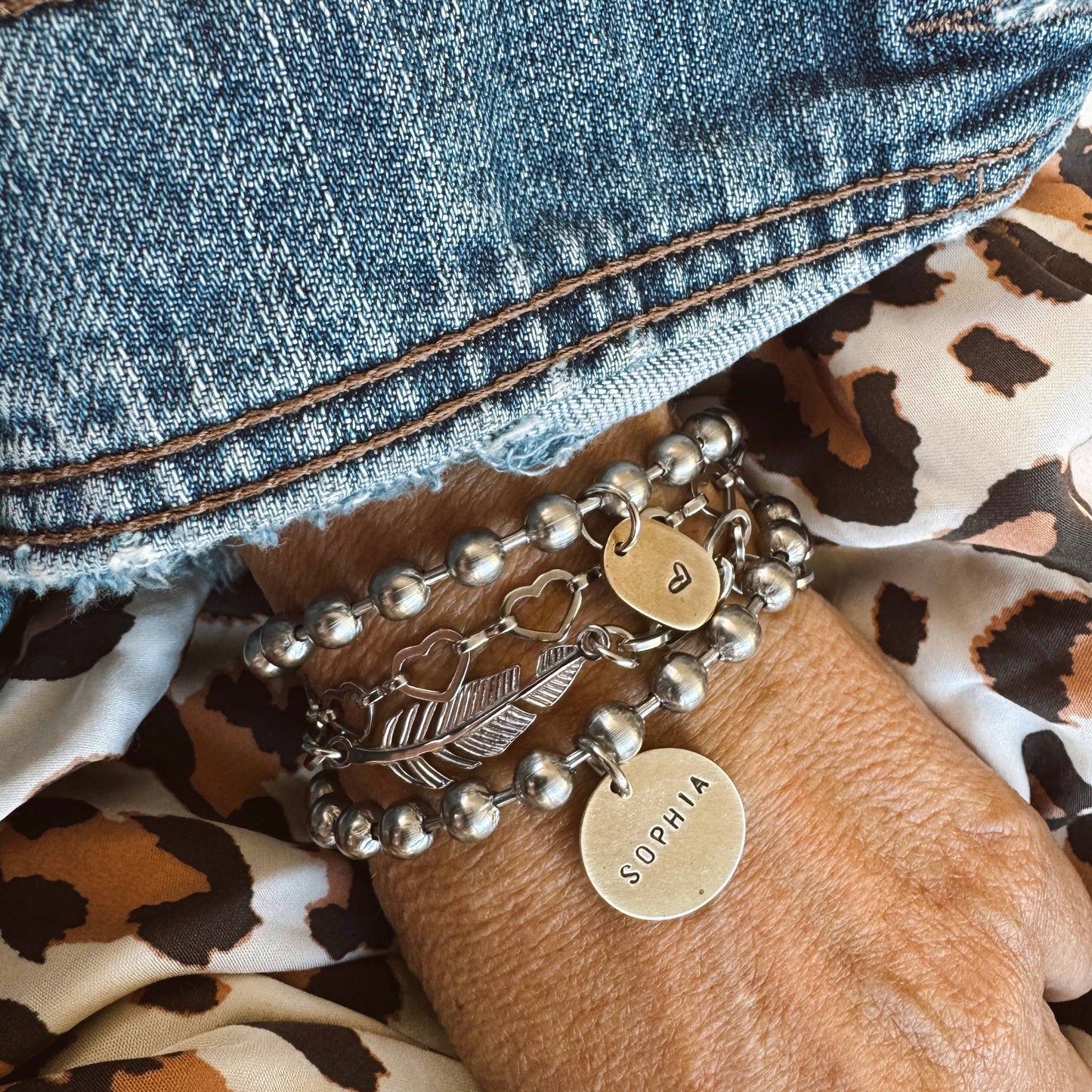 Brass Heart Tag Bracelet: 7