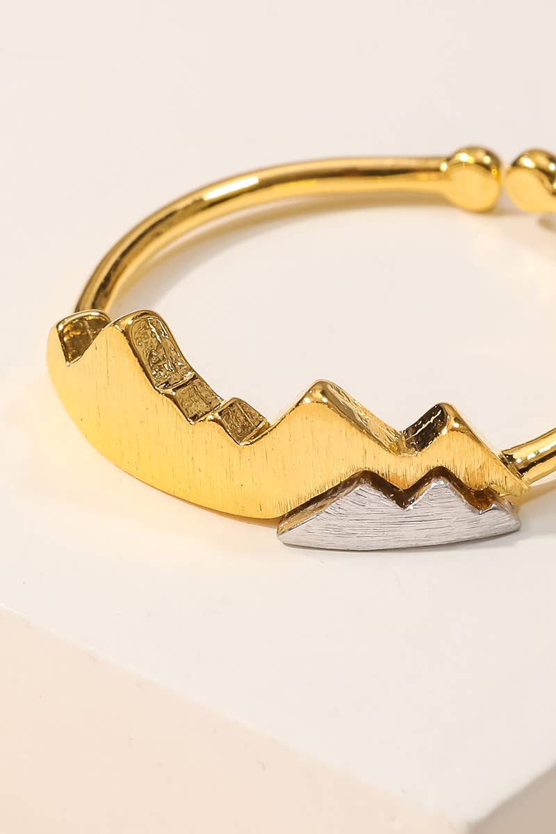 Gold Dipped Two Toned Mountain Adjustable Ring: G