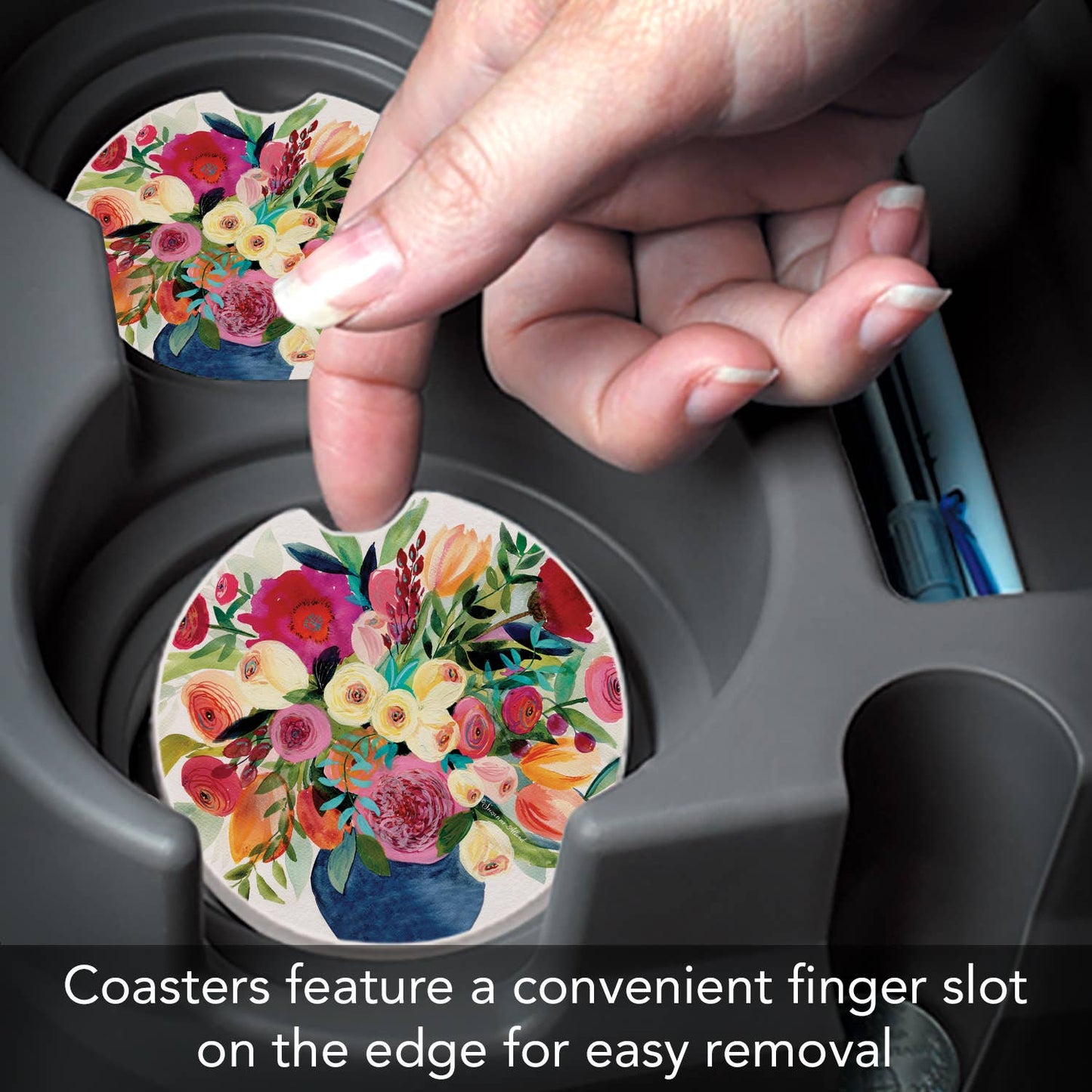 "Morning Joy" Absorbent Stone Car Coaster