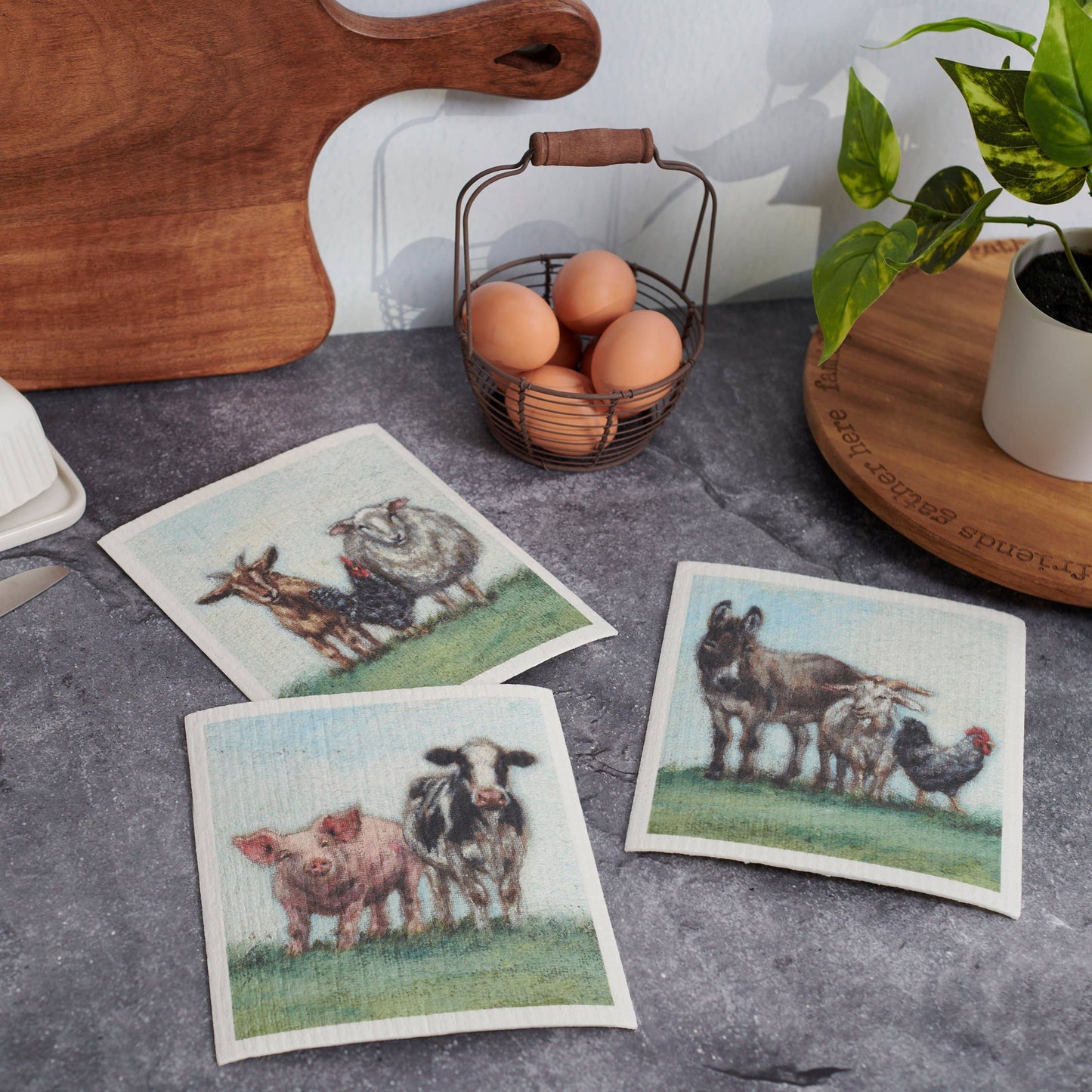 Farm Family Swedish Dishdloth Set