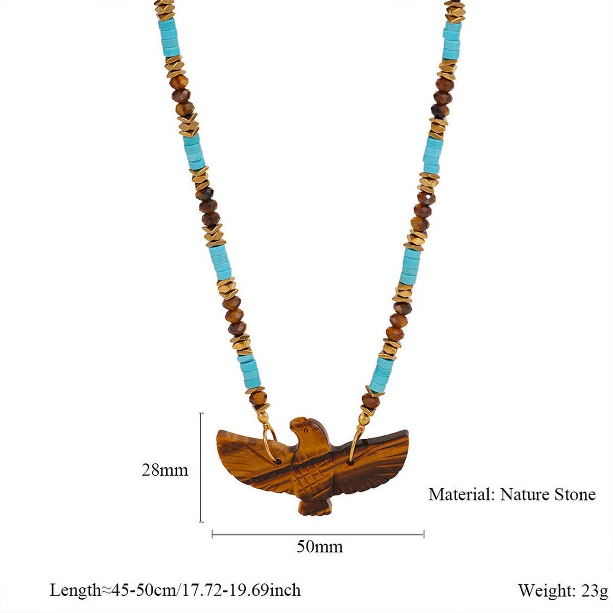 Handmade Eagle Necklace with Gemstone Beads_CWMM7532: TYPE2 / (OS) 1