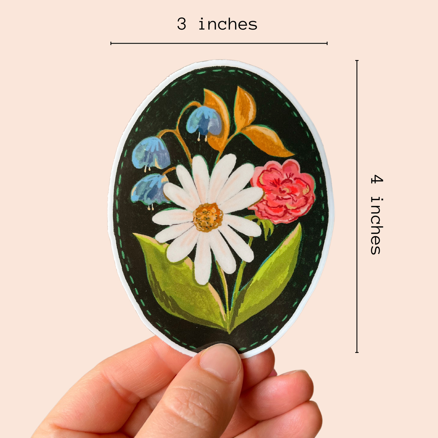 Daisy Flower Vinyl Stickers, Flower Garden Sticker, Black