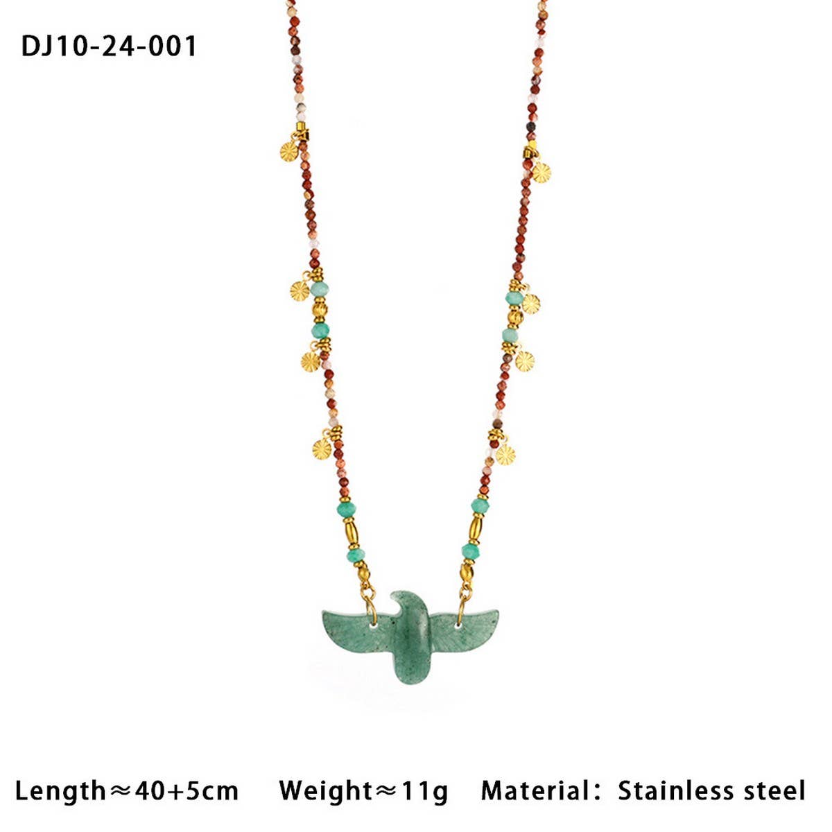 High-End Eagle Beaded Natural Stone Necklace_CWMM7542: TYPE1 / (OS) 1
