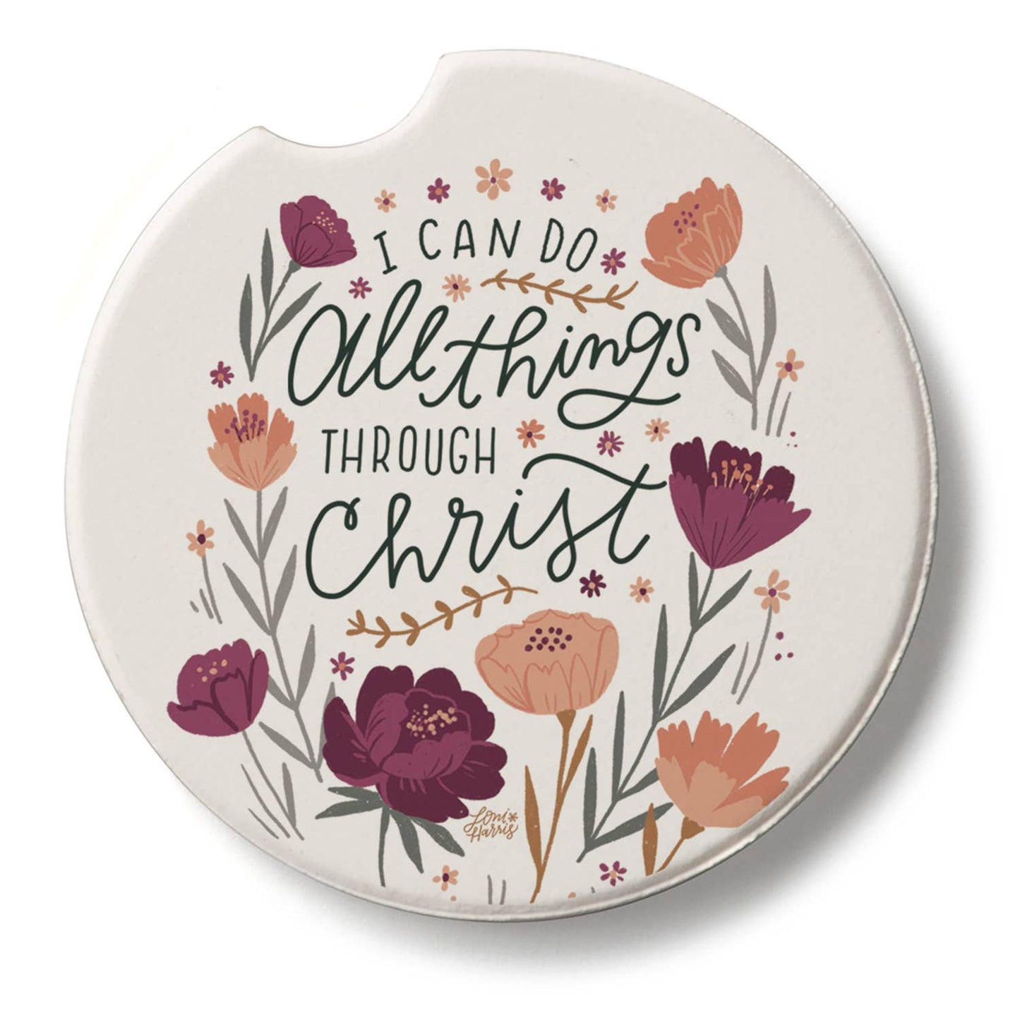 "All Things" Single Packaged Stone Car Coaster