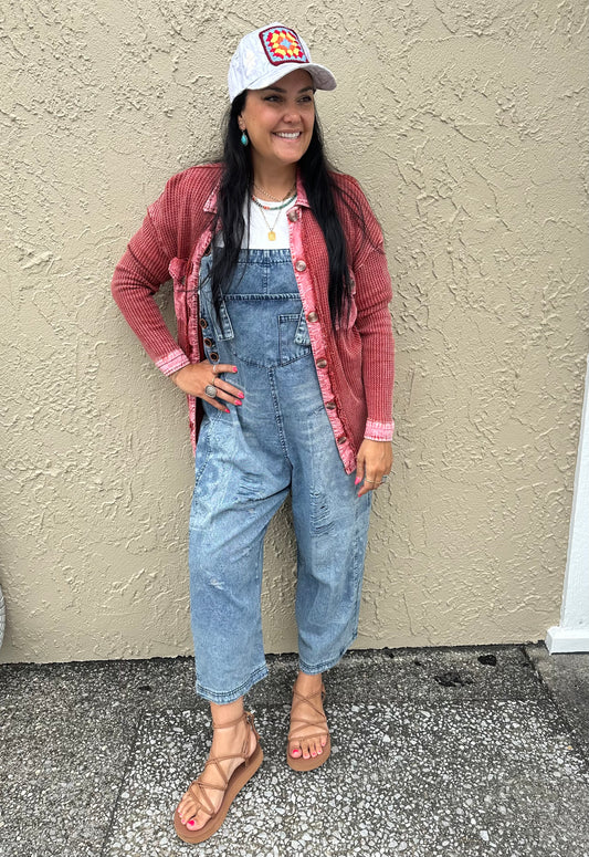 Washed Bandana Overalls