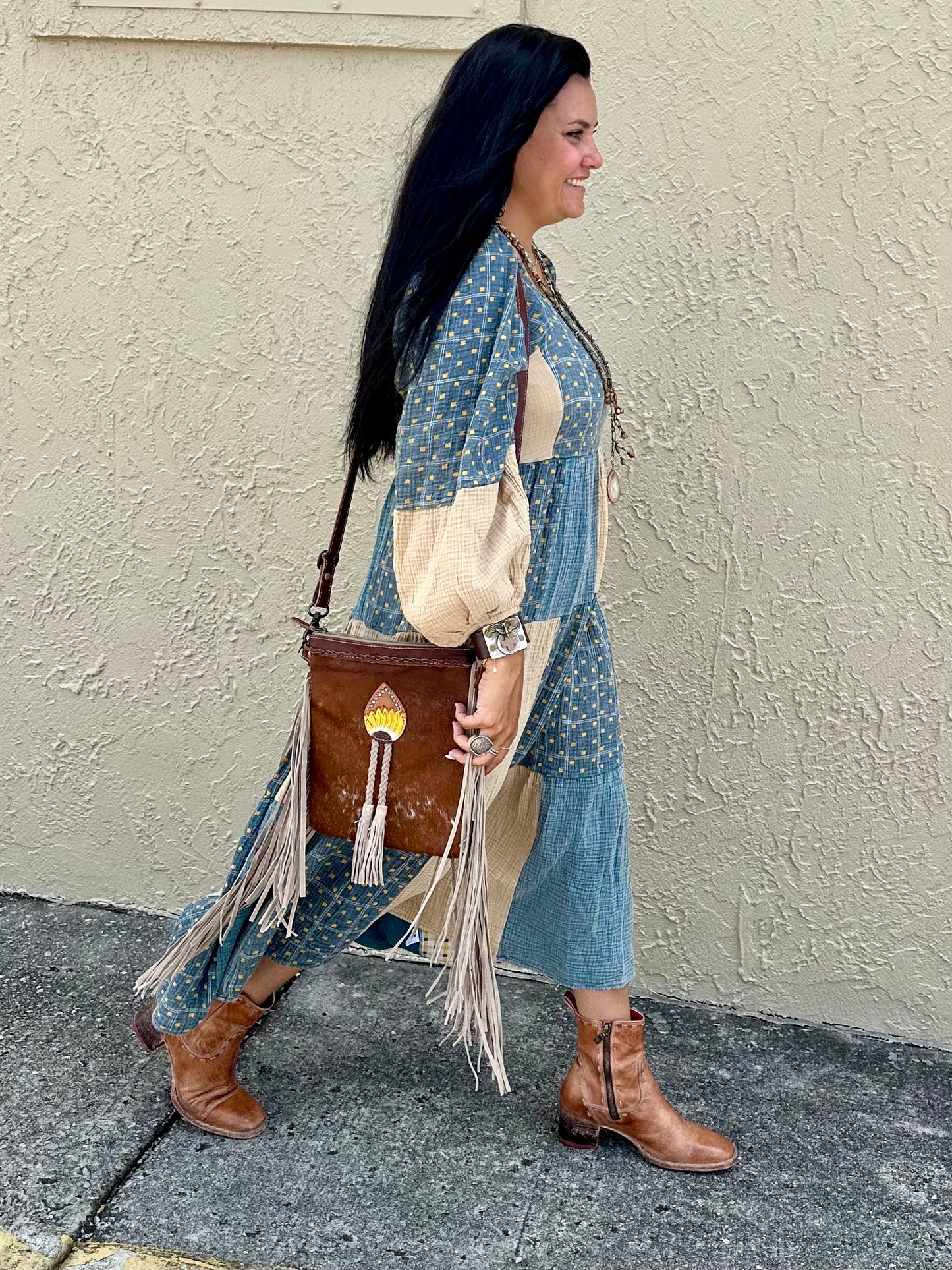 Patchwork Gauze Boho Dress