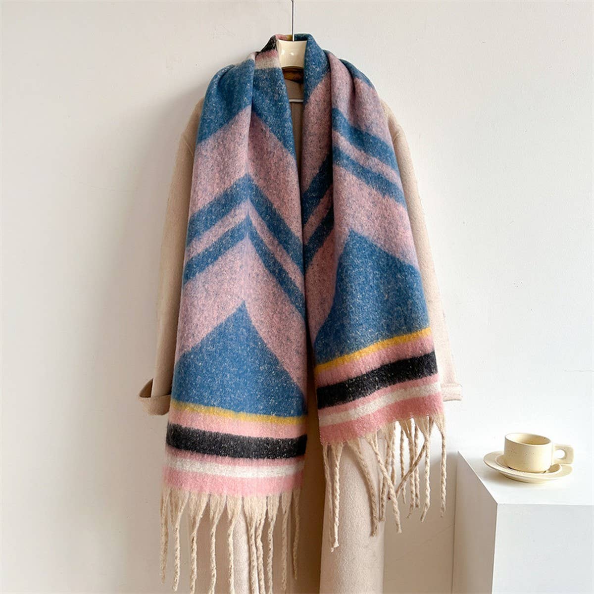 Autumn Winter Long Scarf - Thick Cozy Wrap_CWASC0974: PINKBLUE / (OS) 2