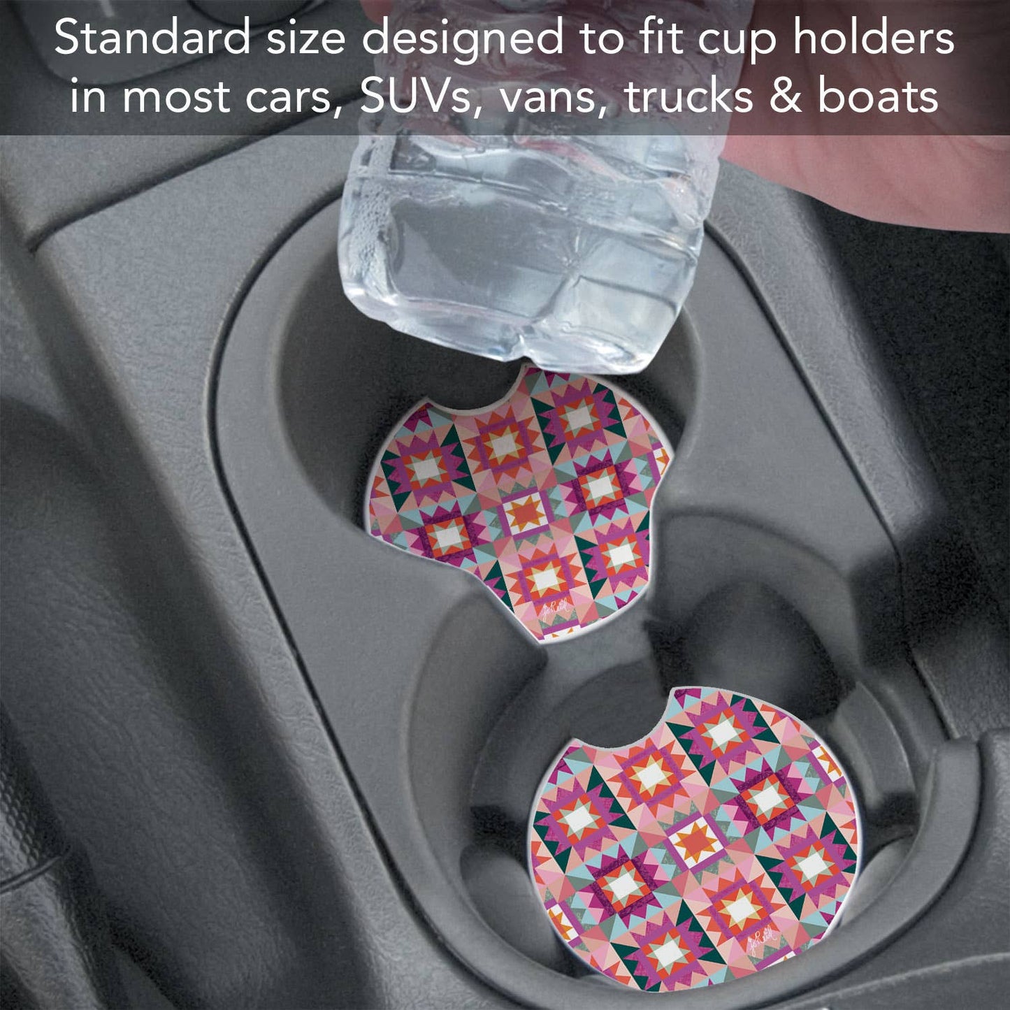 "Vintage Patchwork" Stone Car Coaster  BULK NO PACKAGING