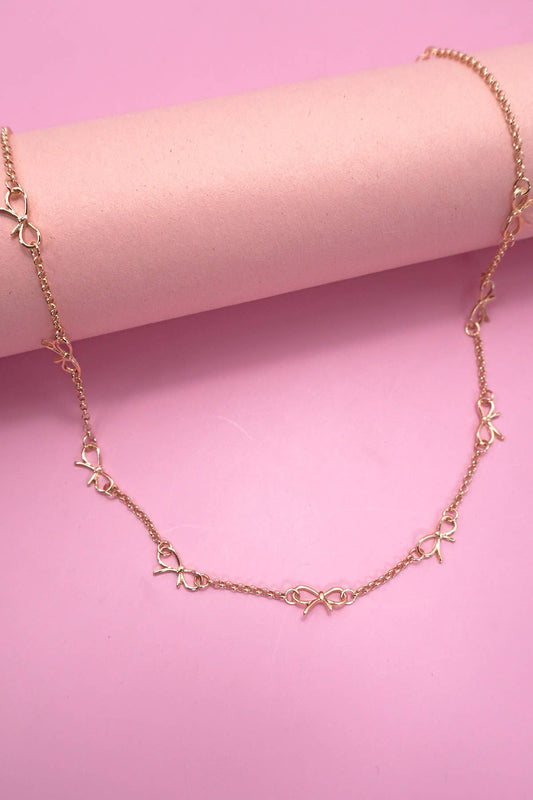 CUTOUT BOW STATION NECKLACE | 80N91531: Gold