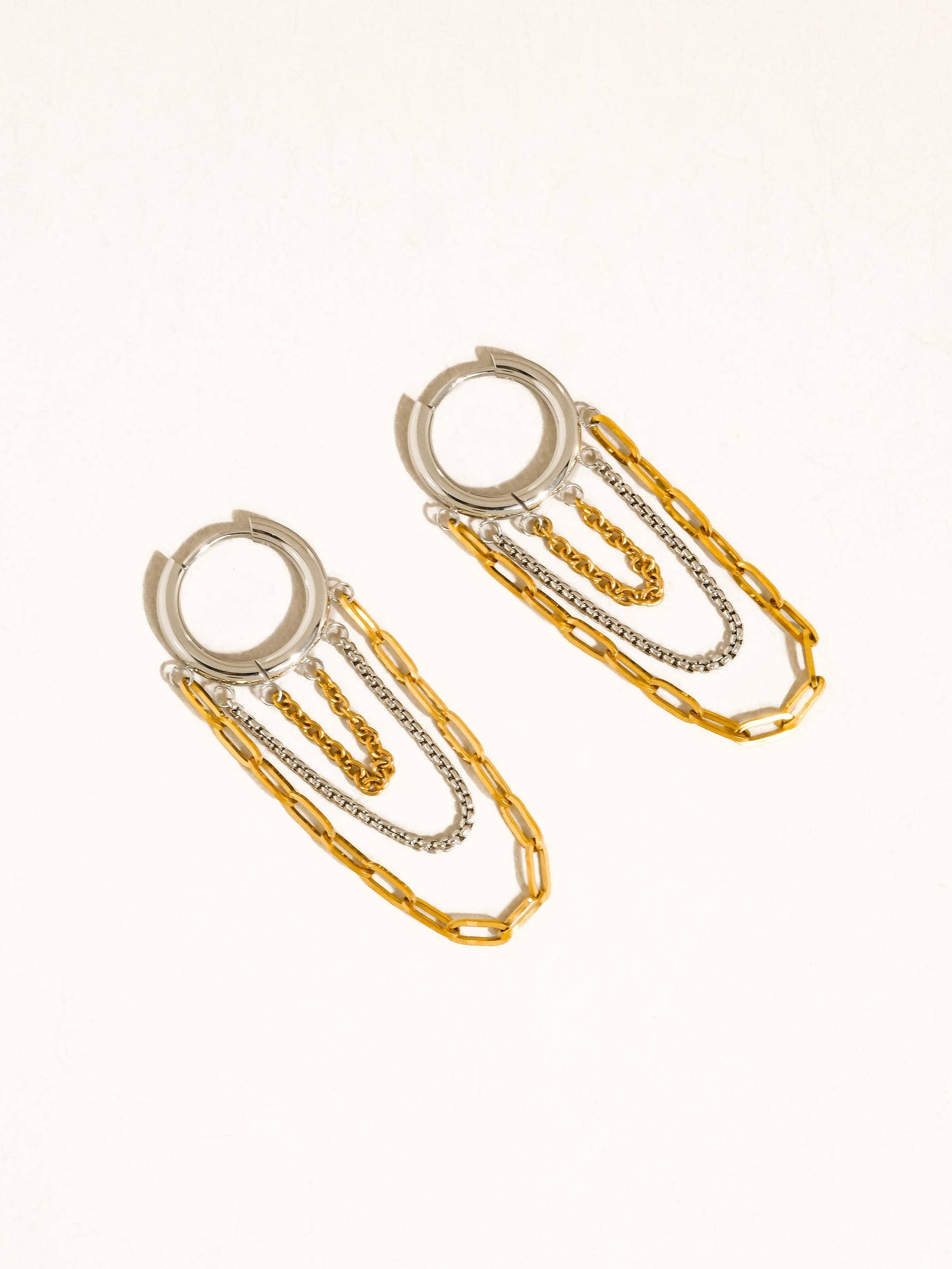Vianne 18K Gold Non-Tarnish Multi Chain Drop Earrings: Yellow Gold