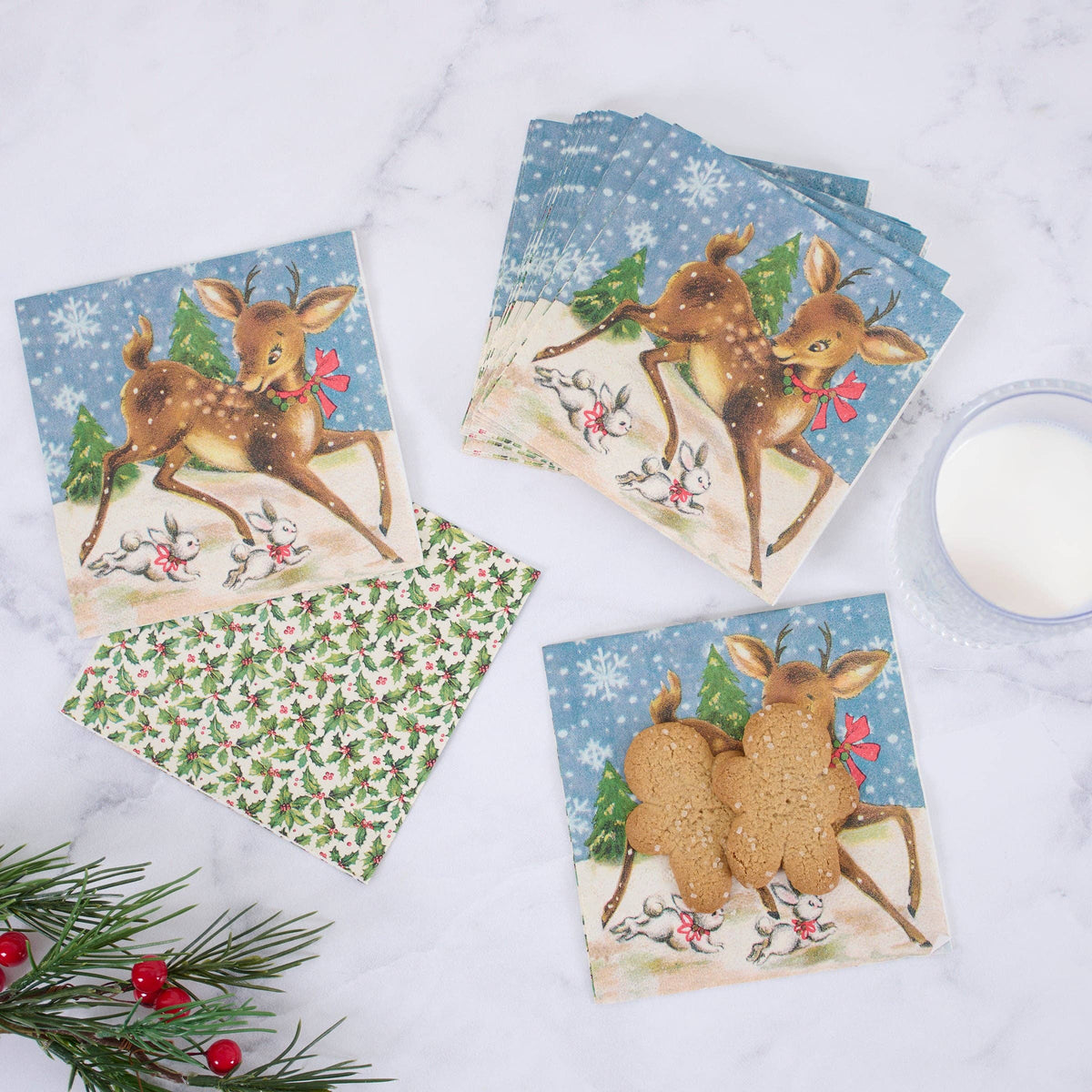 Retro Deer Beverage Napkin