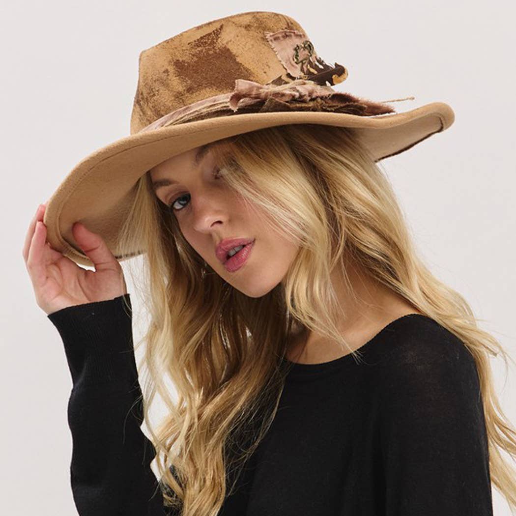 Vintage Versatile Shapeable Cowgirl & Fedora Hat With Feathe: TP