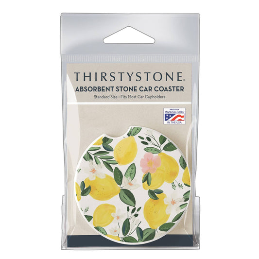 "Lemons On The Vine" Absorbent Stone Car Coaster 1pk