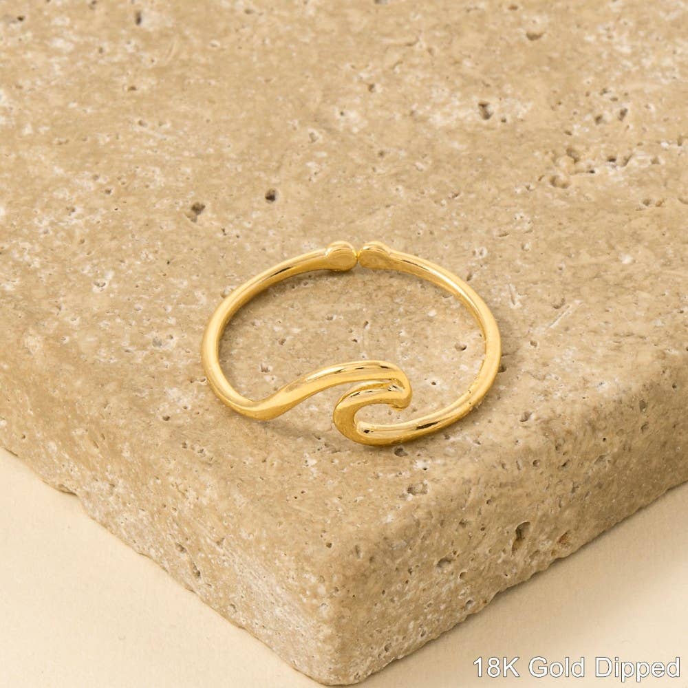 Gold Dipped Wave Cutout Adjustable Ring: G