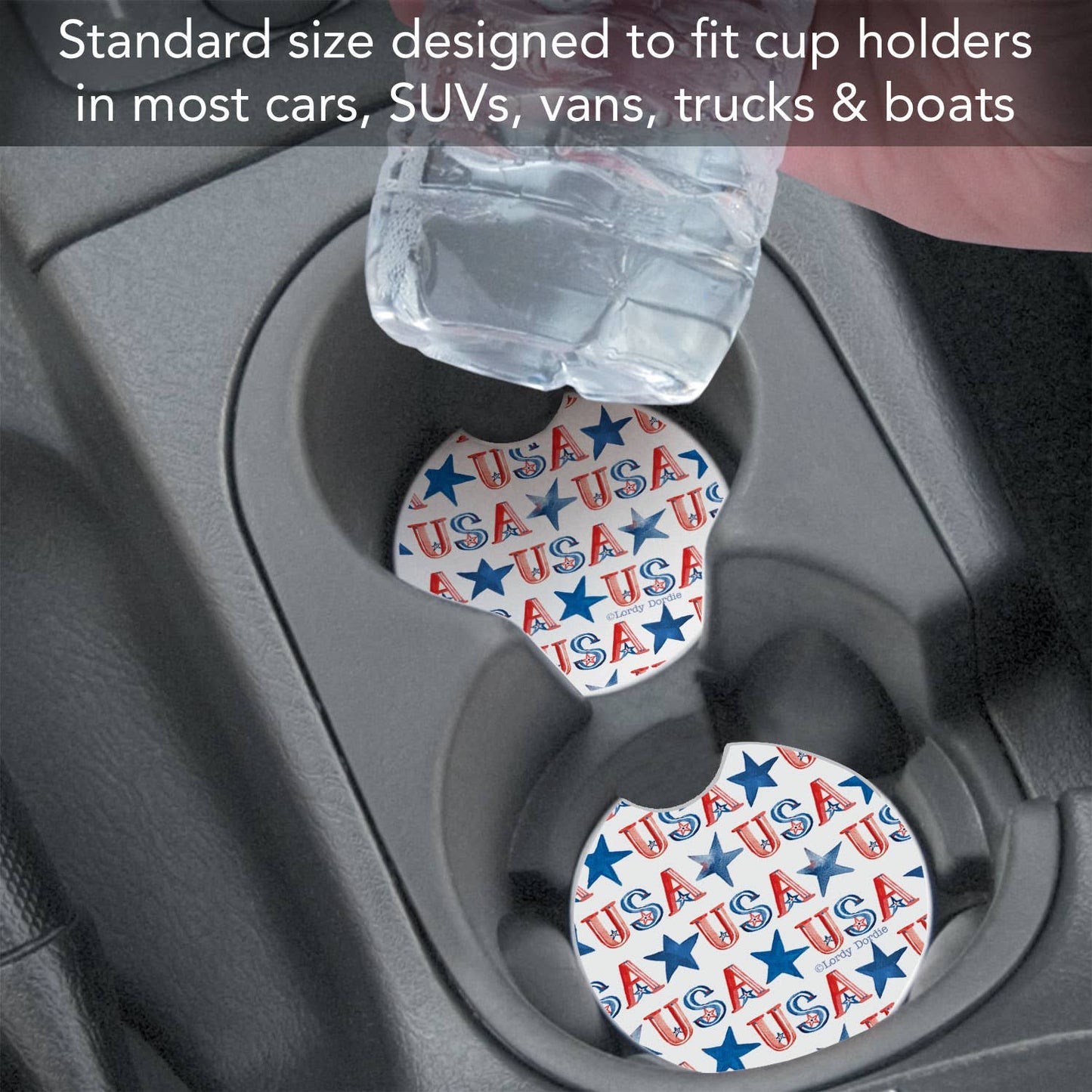 "USA Repeat" Absorbent Stone Car Coaster 1pk