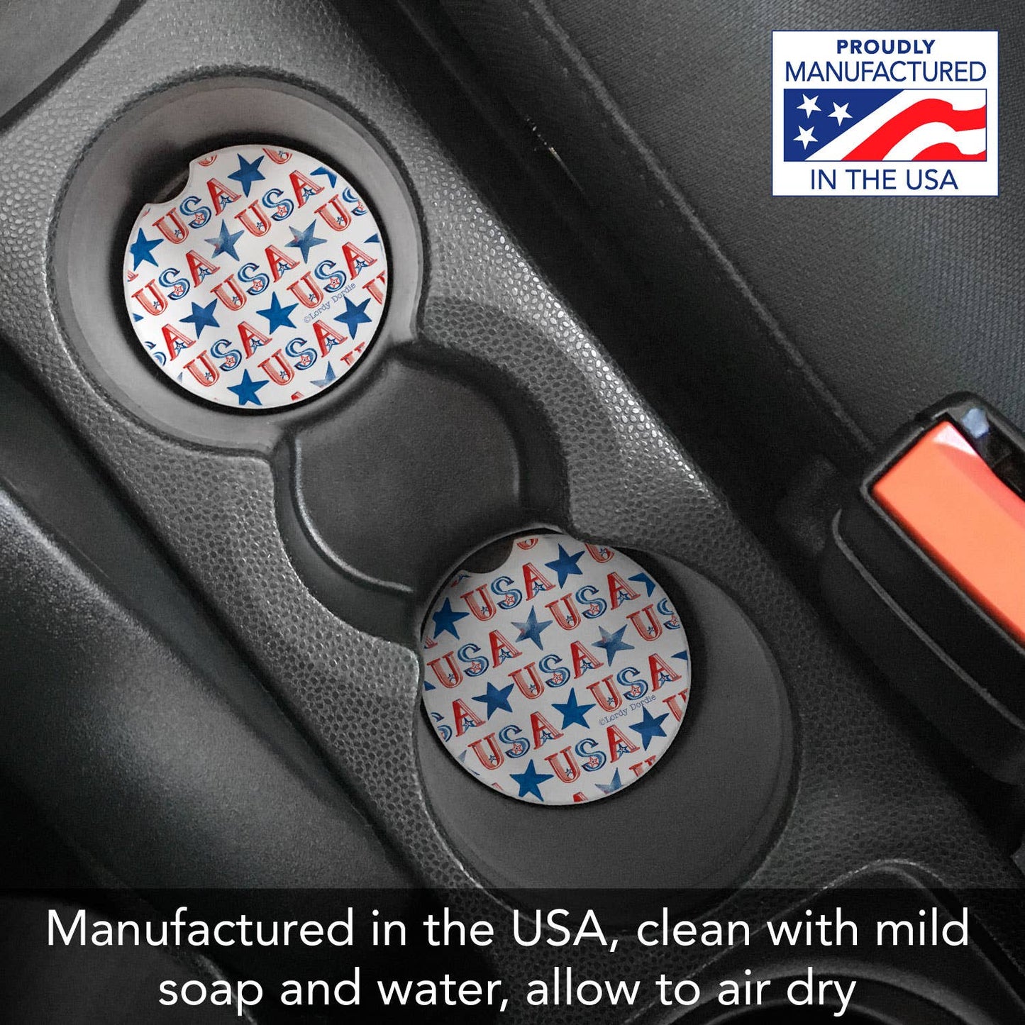 "USA Repeat" Absorbent Stone Car Coaster 1pk