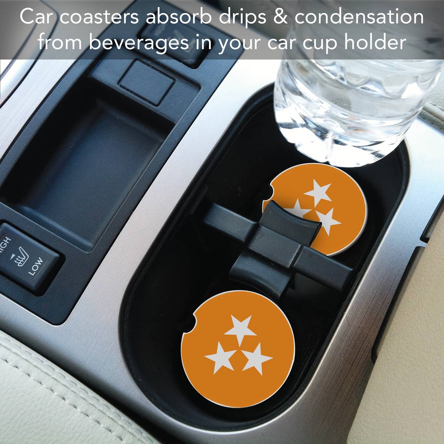 "Tennessee Tri-Star"  Absorbent Stone Car Coaster