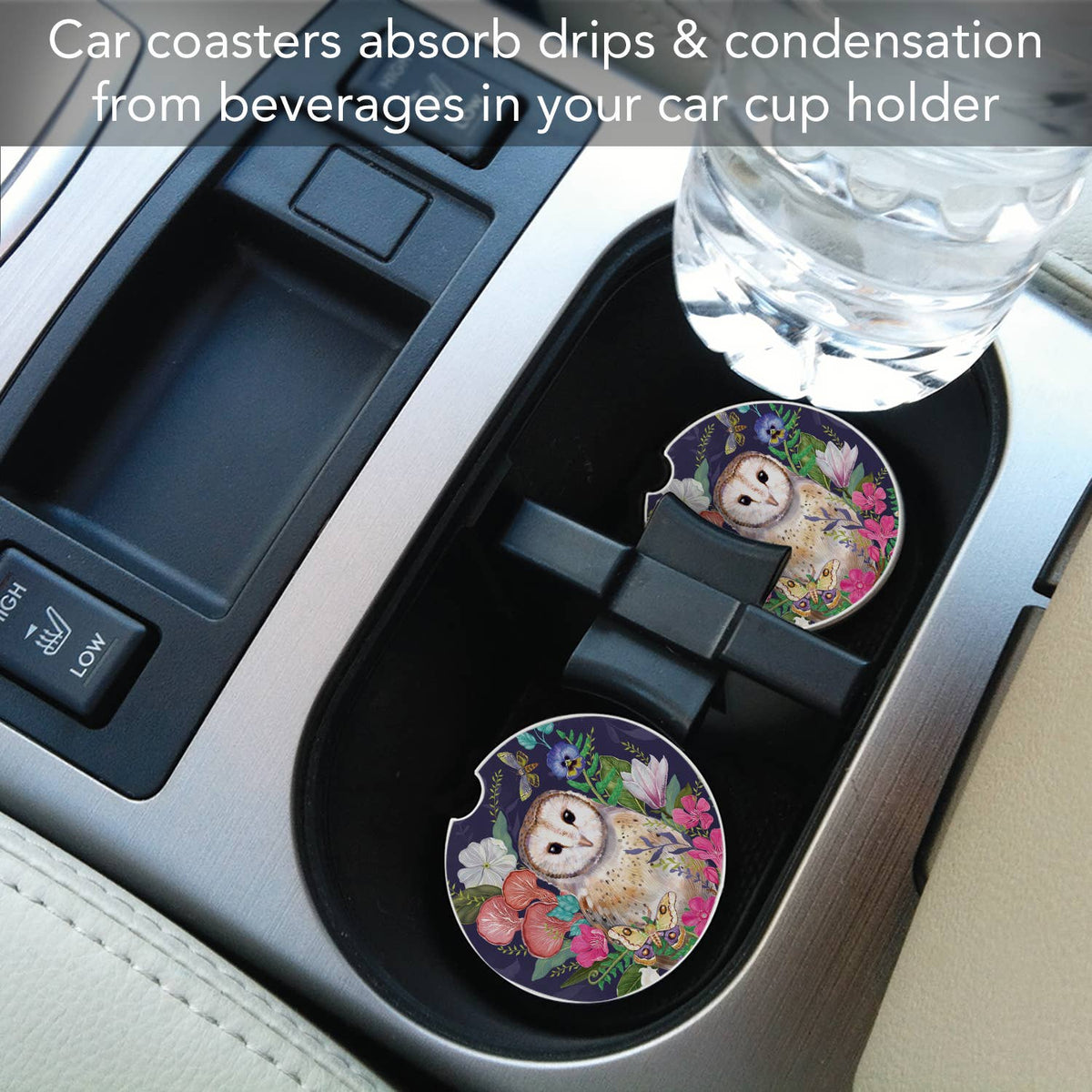 "Barn Owl" Absorbent Stone Car Coaster 1pk