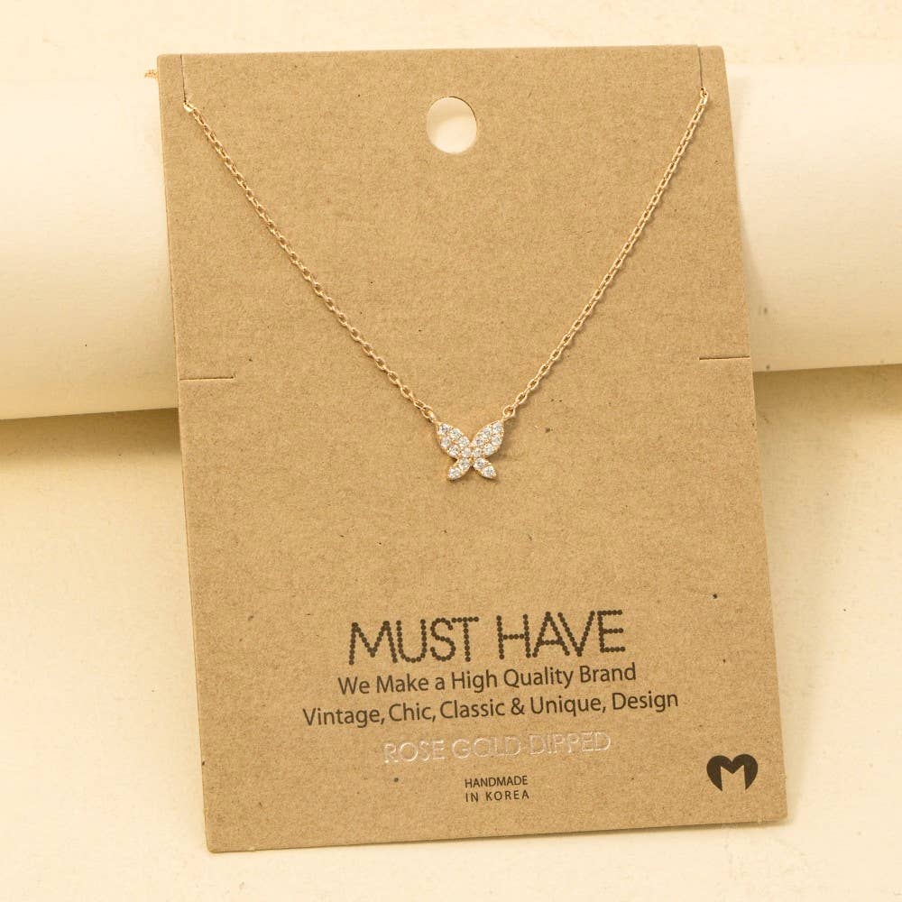 Mini Butterfly Charm Necklace: G