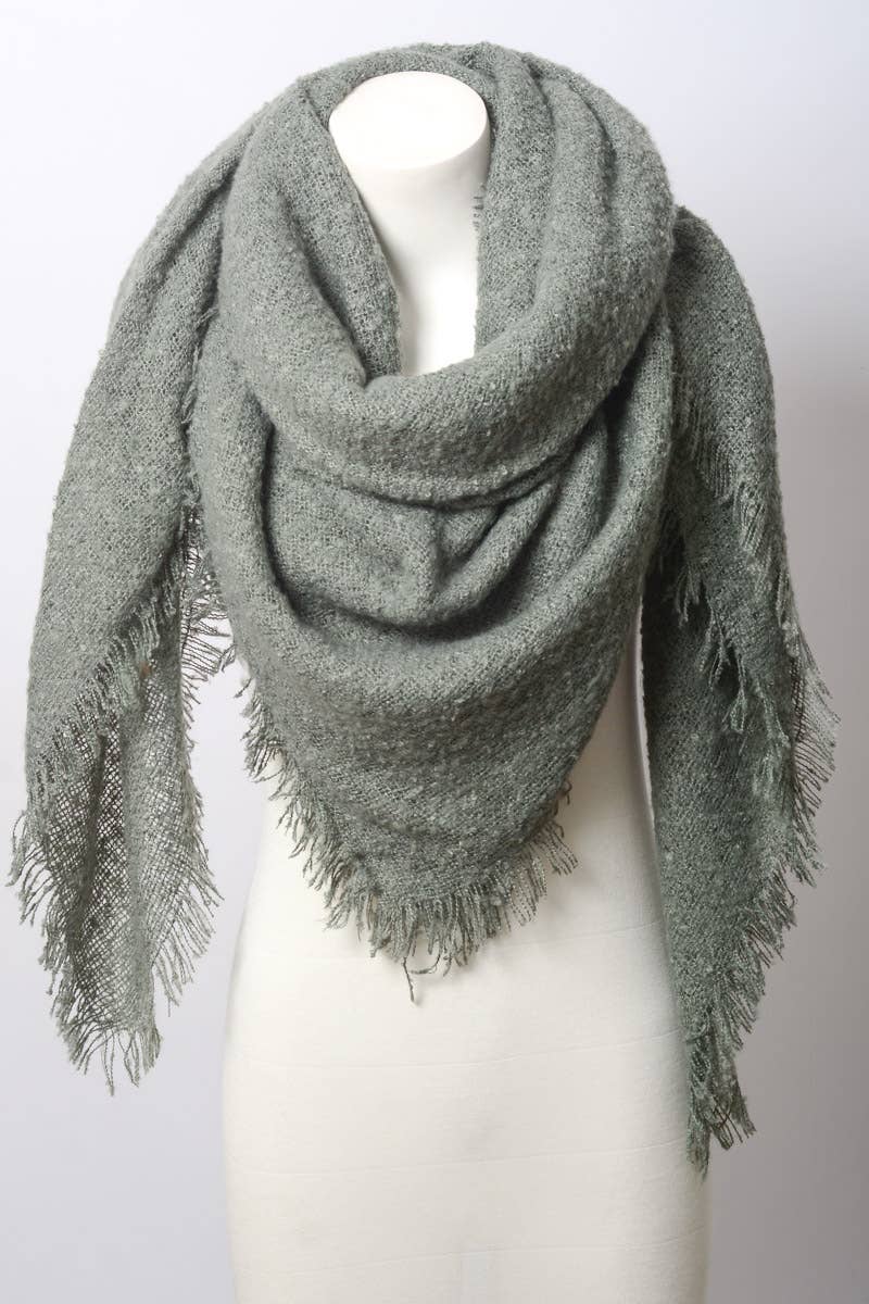 Cozy Faux Mohair Open Work Square Blanket Scarf ❄️: Sage
