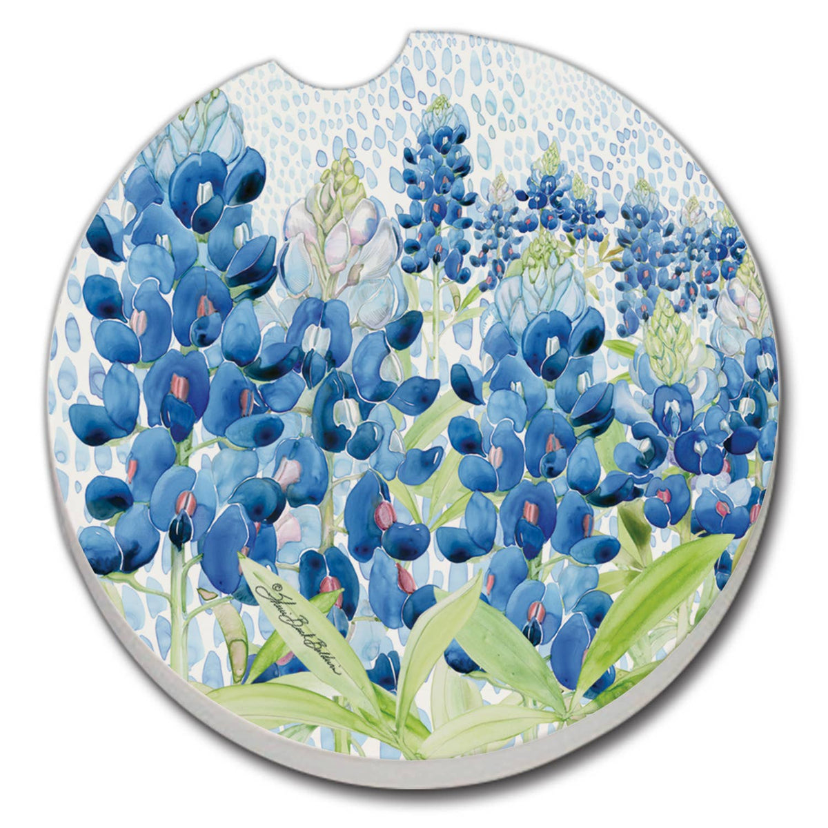"Blue Bonnet Field" Absorbent Stone Car Coaster 1pk