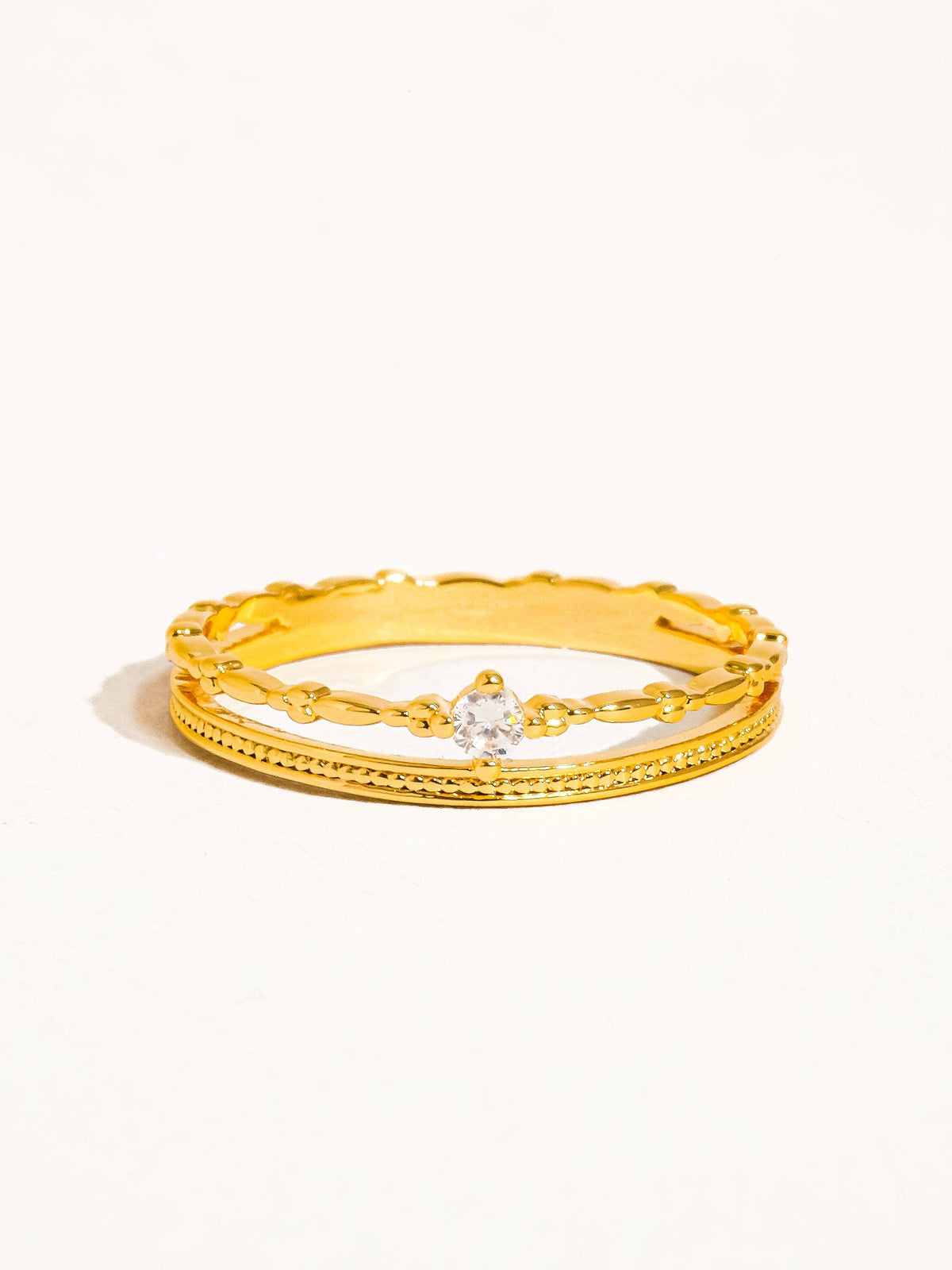 Belen 18K Gold CZ Thin layered Ring: Yellow Gold