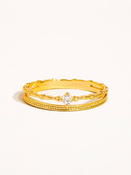 Belen 18K Gold CZ Thin layered Ring: Yellow Gold