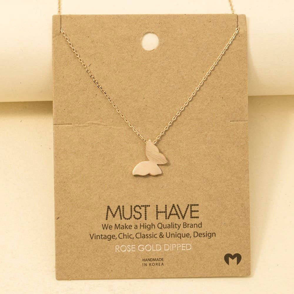 Gold Dipped Mini Butterfly Pendant Necklace: G