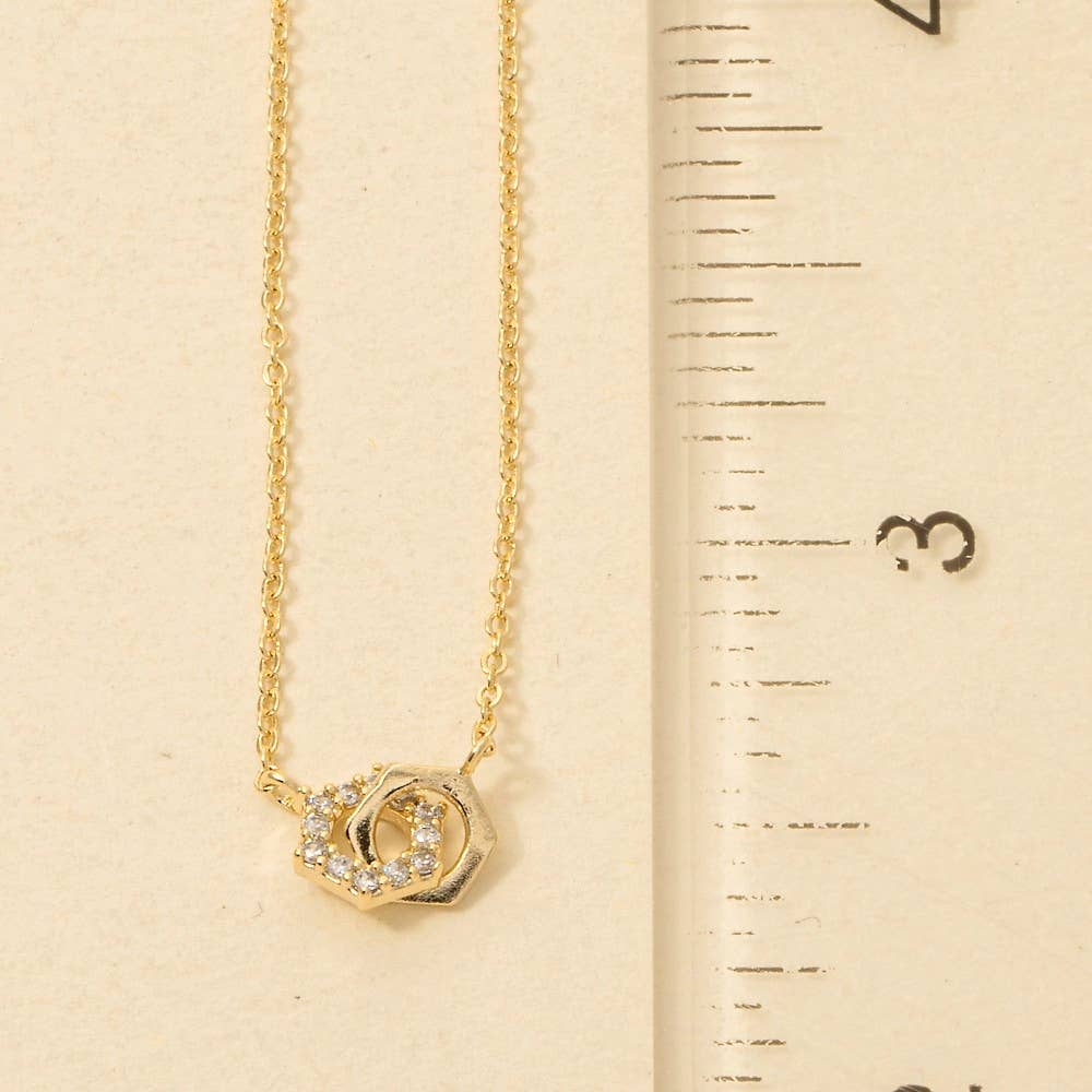 Cz Hexagonal Nuts Charm Necklace: G
