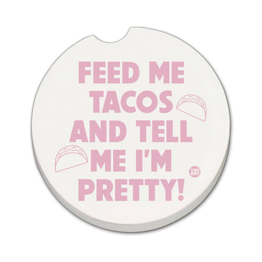"Feed Me Tacos" Absorbent Stone Car Coaster 1pk