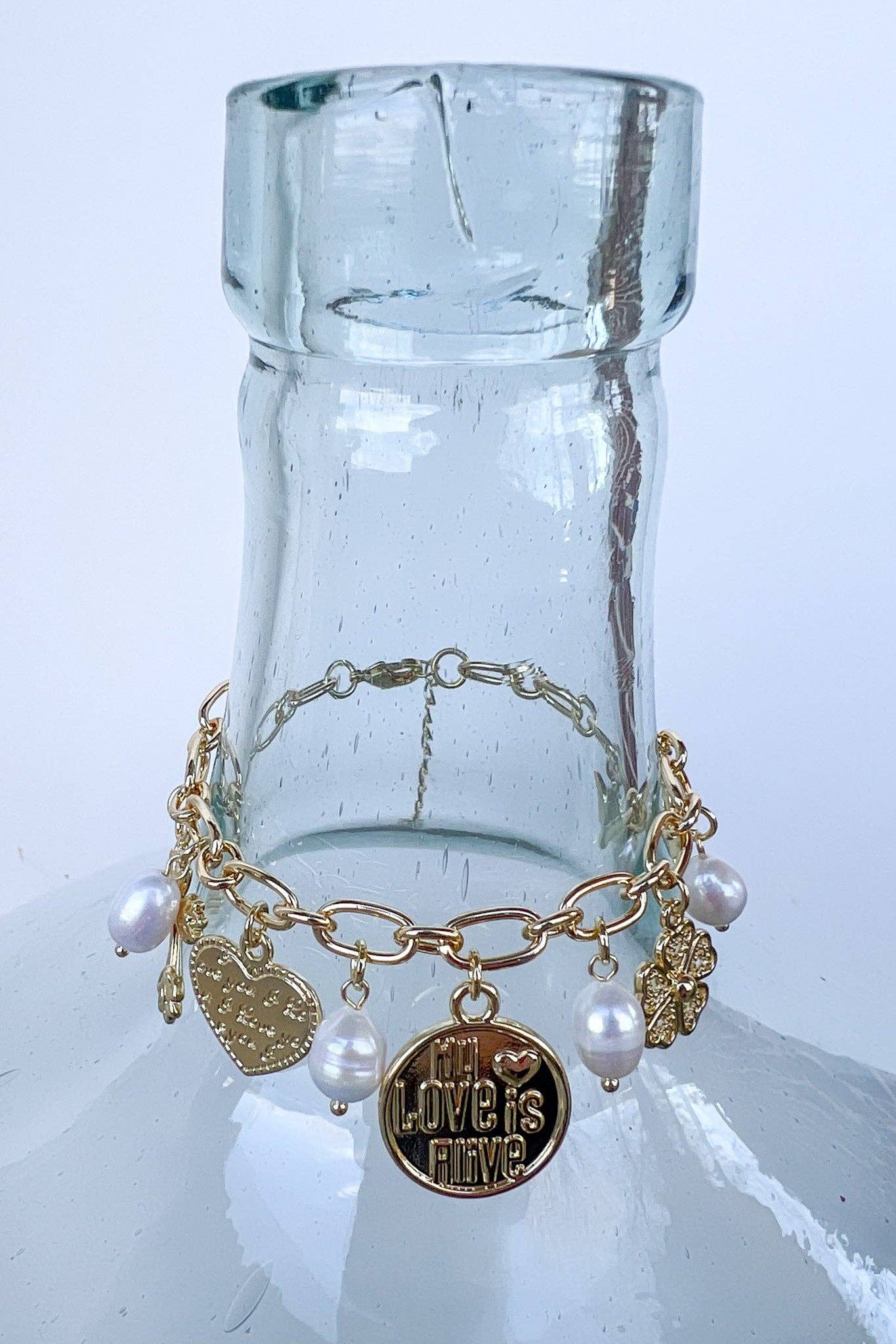 Pearl/Coin Charm Bracelet