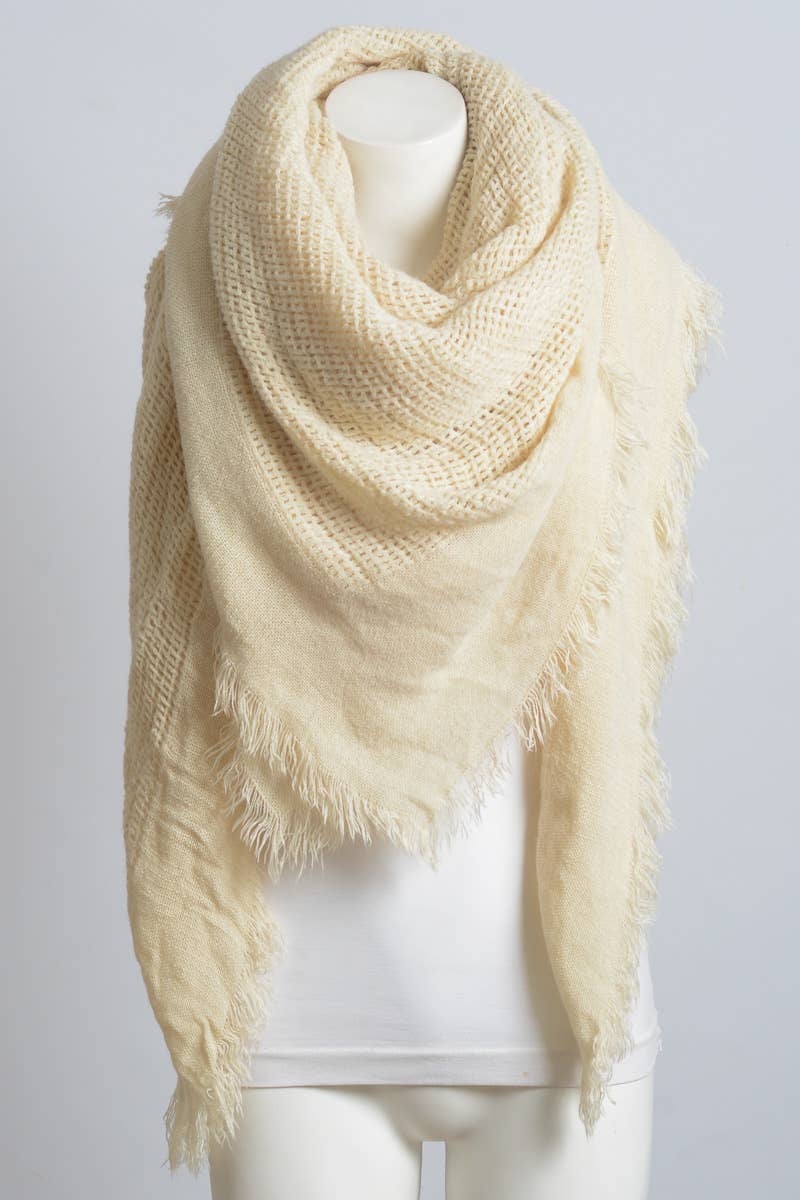 🍂 Cozy Chic: Open Weave Square Scarf  Ivory
