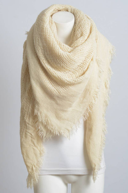 🍂 Cozy Chic: Open Weave Square Scarf  Ivory