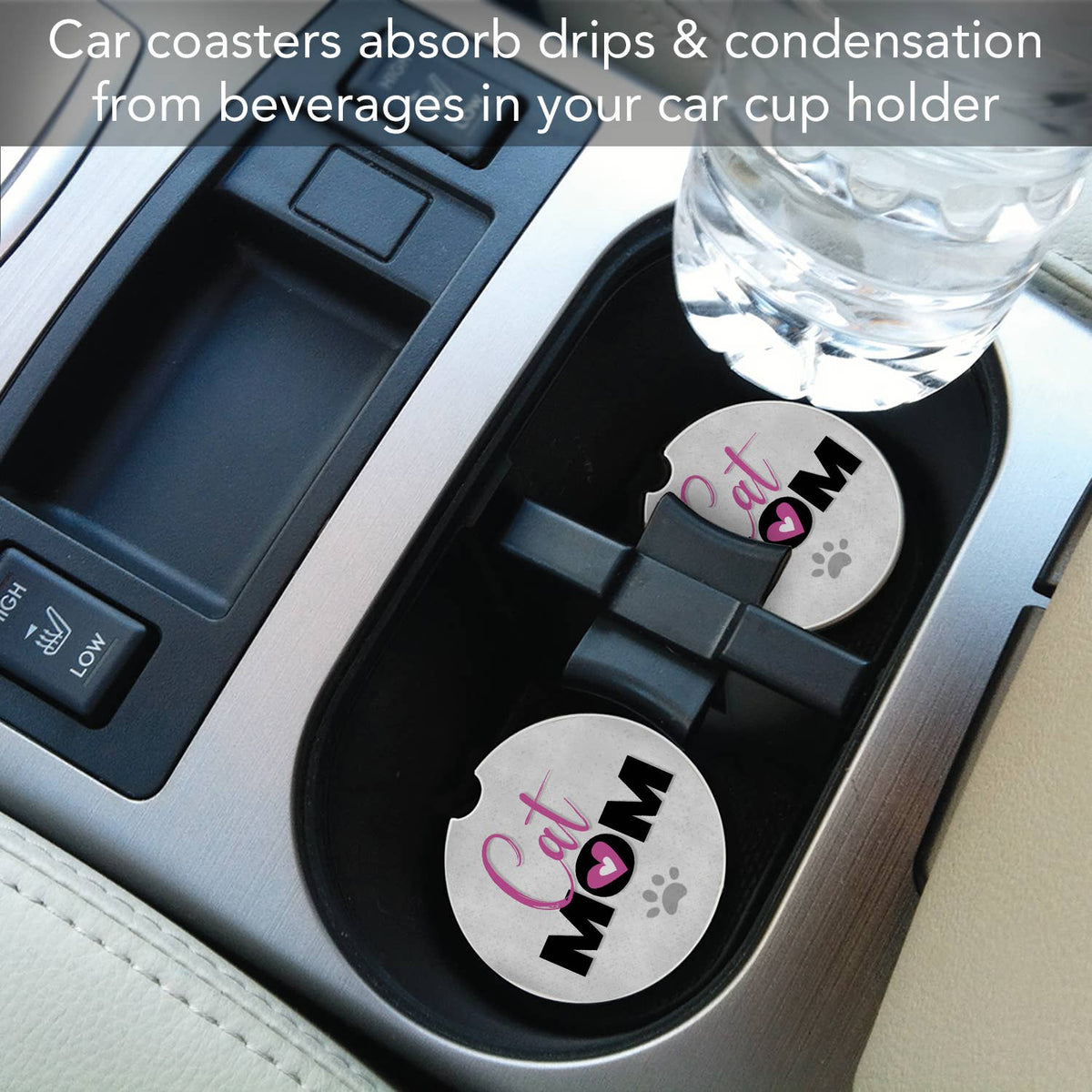 Cat Mom Absorbent Stone Car Coaster 1 Pk
