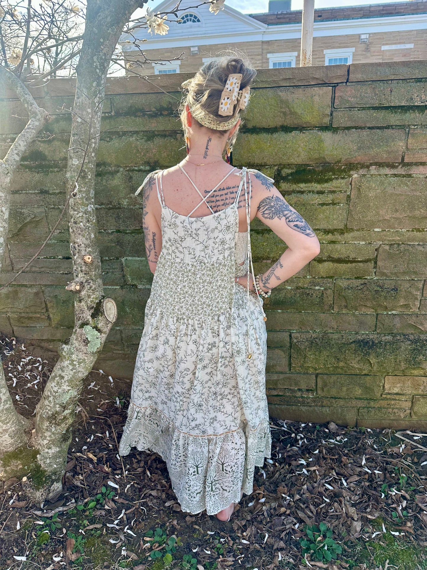 BOHO DEER LINEN TIERED MAXI DRESS
