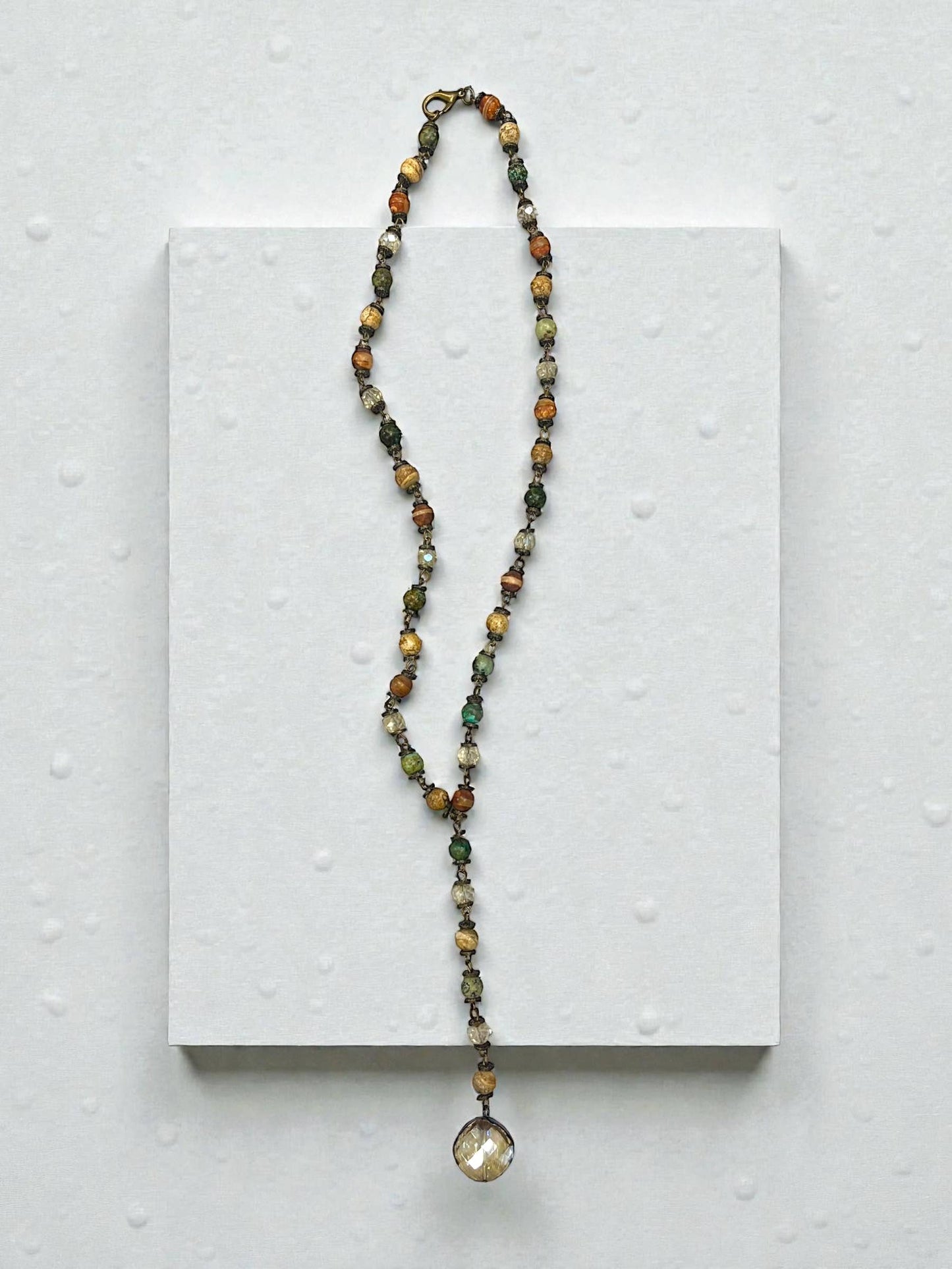 28” mixed jasper with artisan discs Y necklace with pendant 