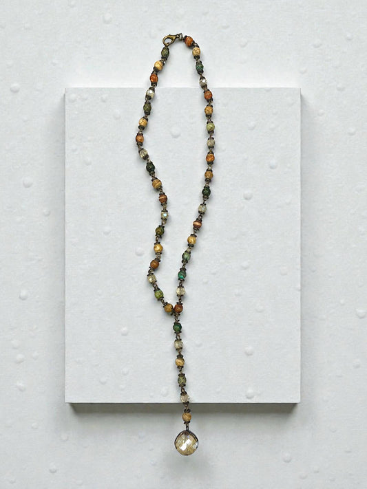 28” mixed jasper with artisan discs Y necklace with pendant 