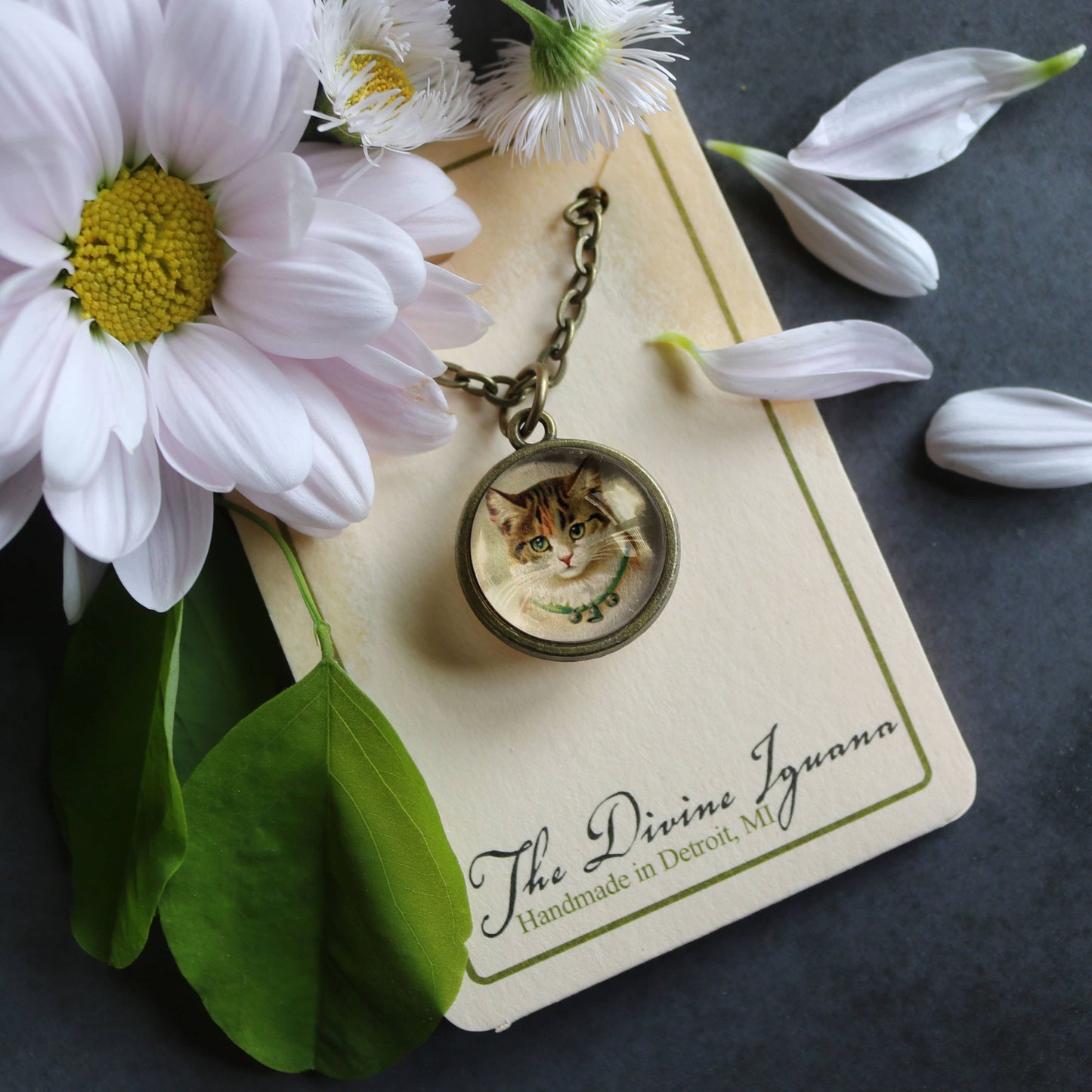 Calico Cat Simple Reversible Pendant Necklace