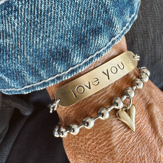 Mixed Metal Heart Charm Bracelet : 7.5"
