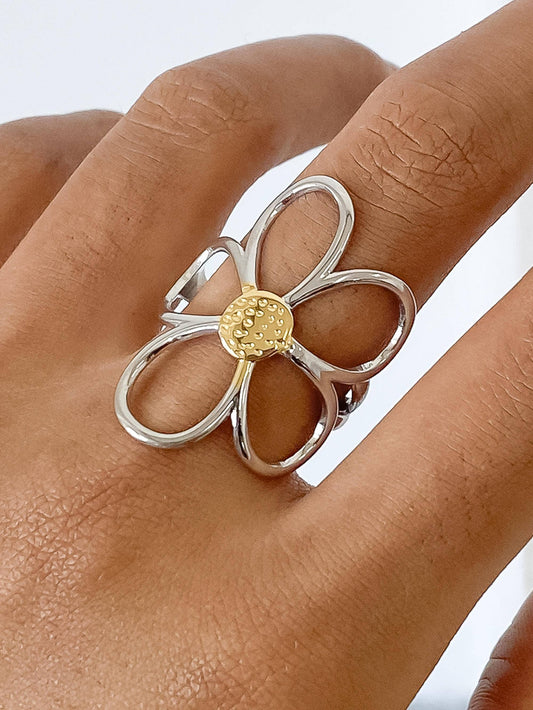 Isolde 18K Non-Tarnish Large Floral Ring: Multi-Colored
