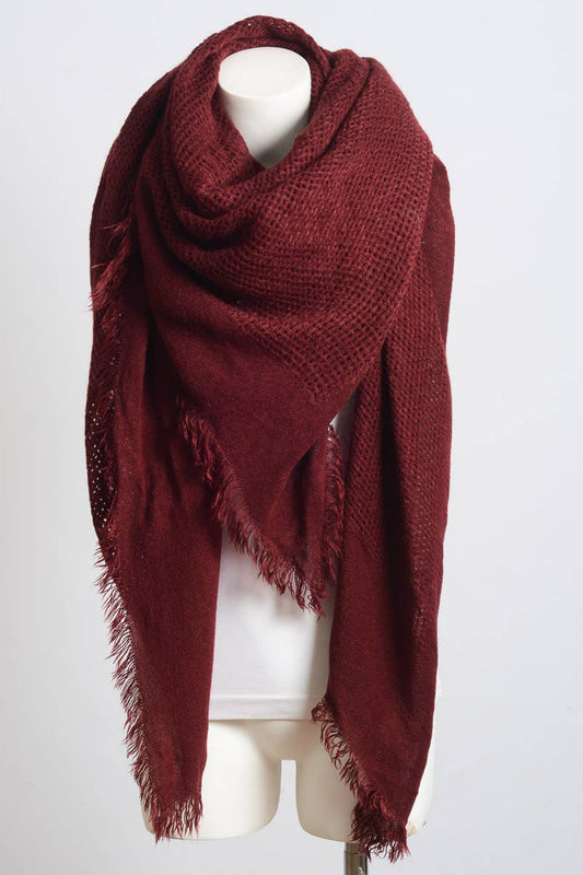 🍂 Cozy Chic: Open Weave Square Scarf  Burgundy