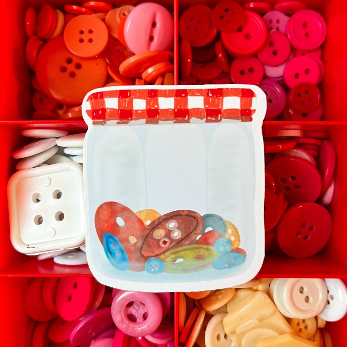 Sewing Vinyl Stickers, Jar Of Buttons, Quilting Sticker