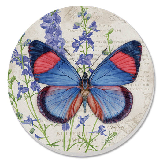 Painted Beauty Butterfly Round Single Absorbent Coaster
