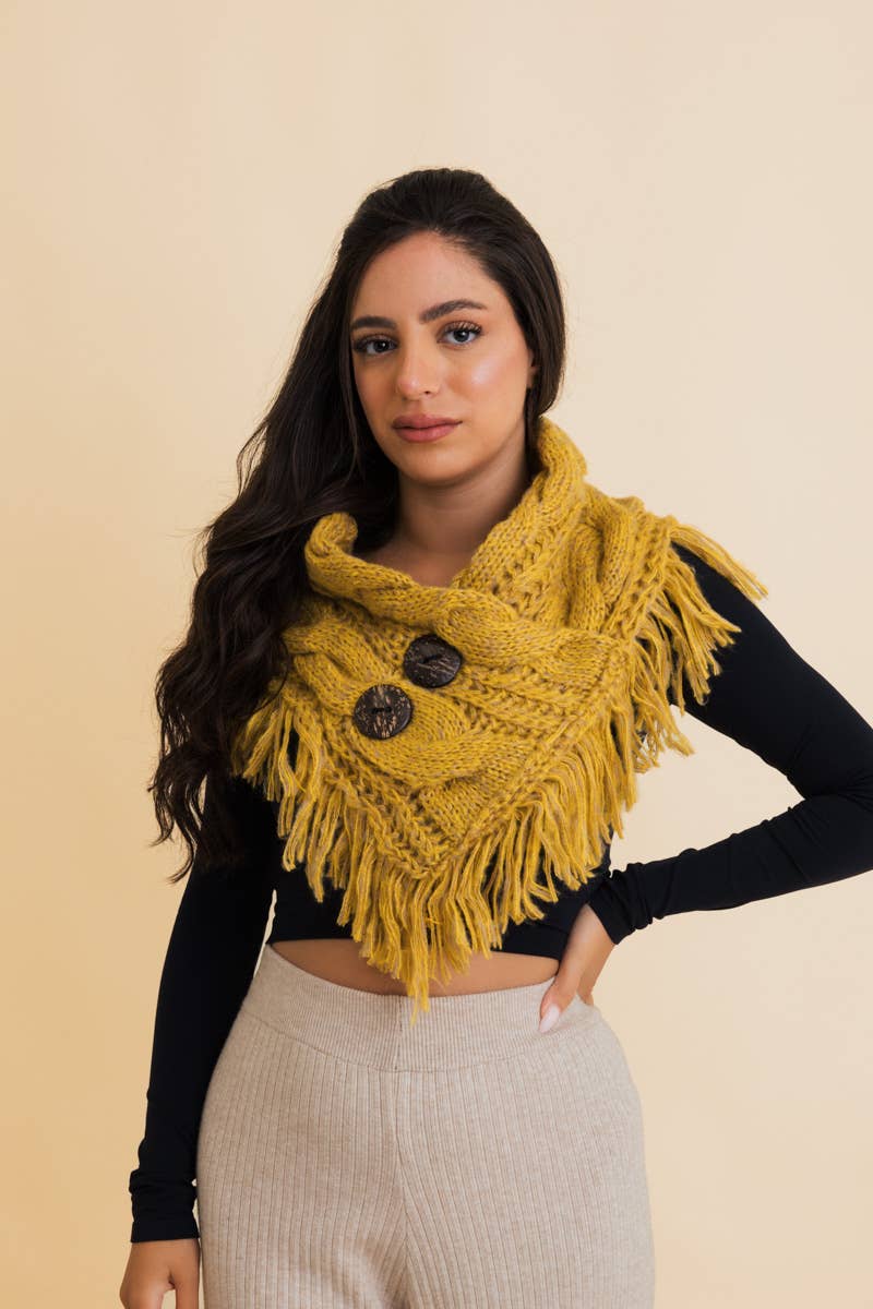 Heathered Shoulder Warmer With Coco Buttons: Lemon