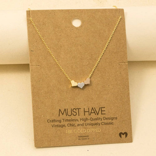 Gold Dipped Heart Hoop Pendant Necklace: G