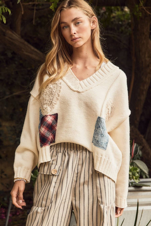 Patchwork Knit Sweater